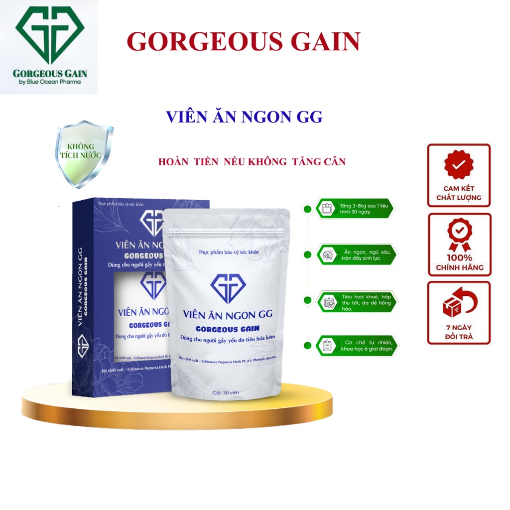 Viên Ăn Ngon GG giúp ăn ngon ngủ ngon hấp thu tốt, Hỗ trợ lên cân tự nhiên an toàn hiệu quả với cả người cơ địa gầy yếu