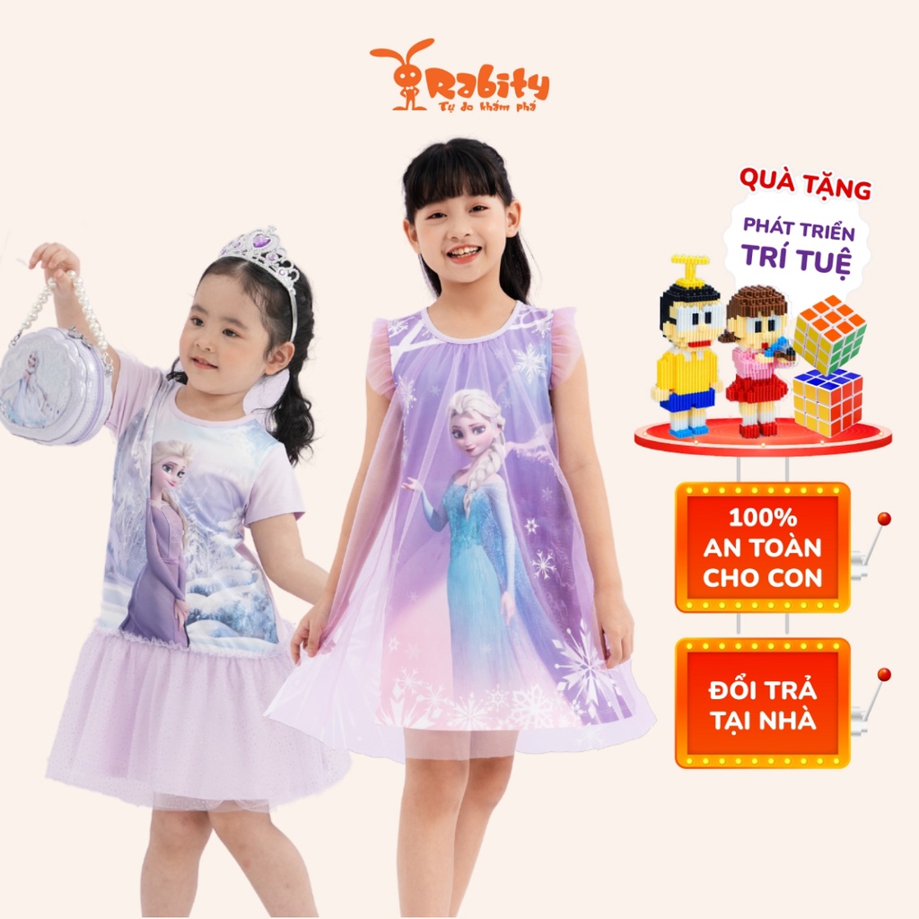 Váy elsa bé gái cao cấp Rabity đầm thun cotton cho bé mặc đi học 5709