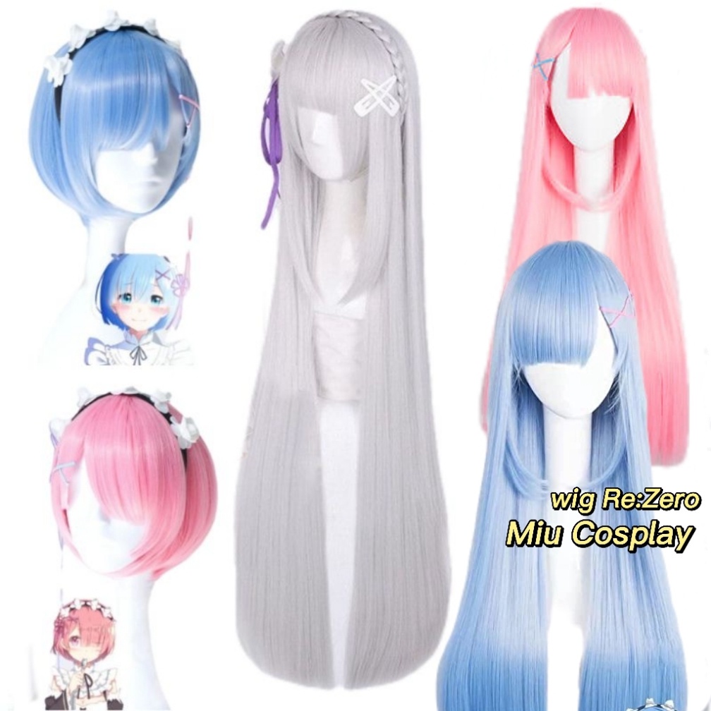 [Sẵn] Rem Wig/tóc giả cosplay Emilia/Ram/Rem - Re: Zero (ver kid và maid) màu hồng [Miu Cosplay 03]
