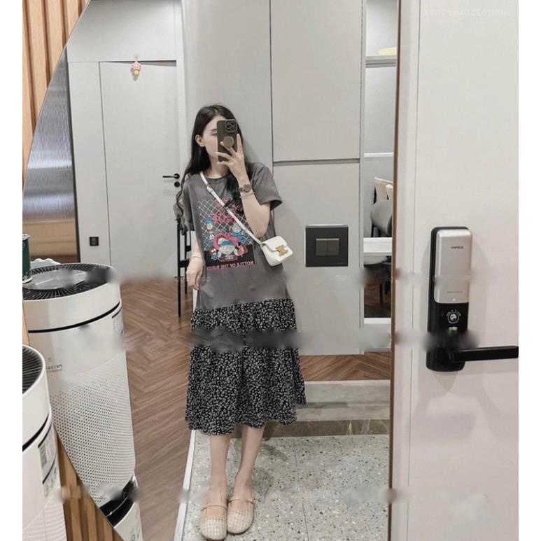 VÁY SUÔNG GHI MIX CHÂN BÁO HOT HIT SIÊU XINH