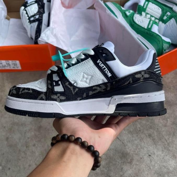 Giày LV Louis Vuitton Trainer Black White, Giày Sneaker LV Nam Nữ Mẫu Mới Hot Hit 5 Phiên Bản Màu Sắc Hàng Cao Cấp