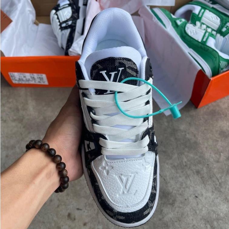 Giày LV Louis Vuitton Trainer Black White, Giày Sneaker LV Nam Nữ Mẫu Mới Hot Hit 5 Phiên Bản Màu Sắc Hàng Cao Cấp