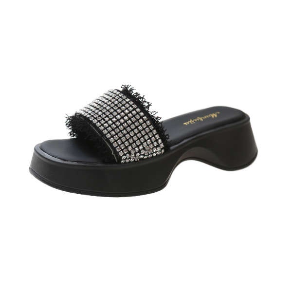 Dép đế xuồng Dép lê đính đá đế dày thời trang