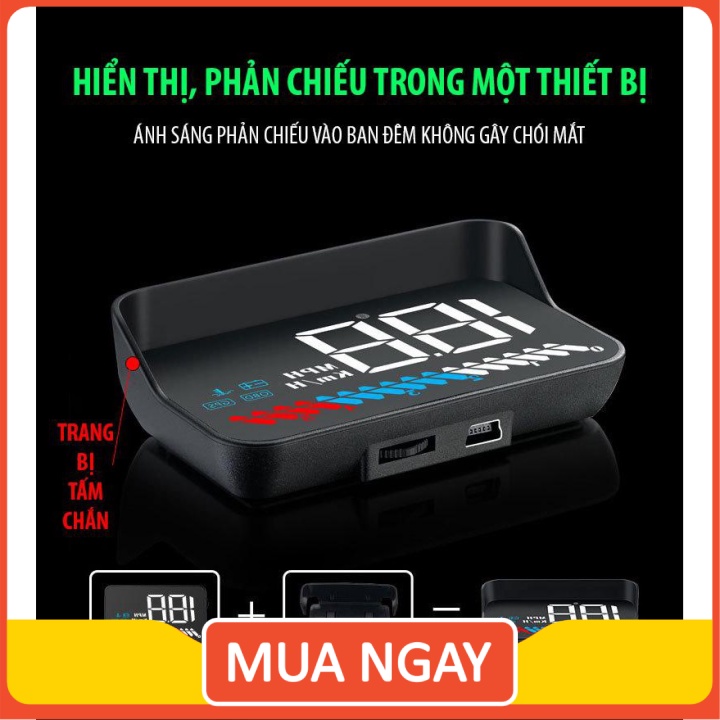 🔝 Bộ Hiển Thị Và Cảnh Báo Tốc Độ Lên Kính Lái Xe Hơi HUD M7 🔝