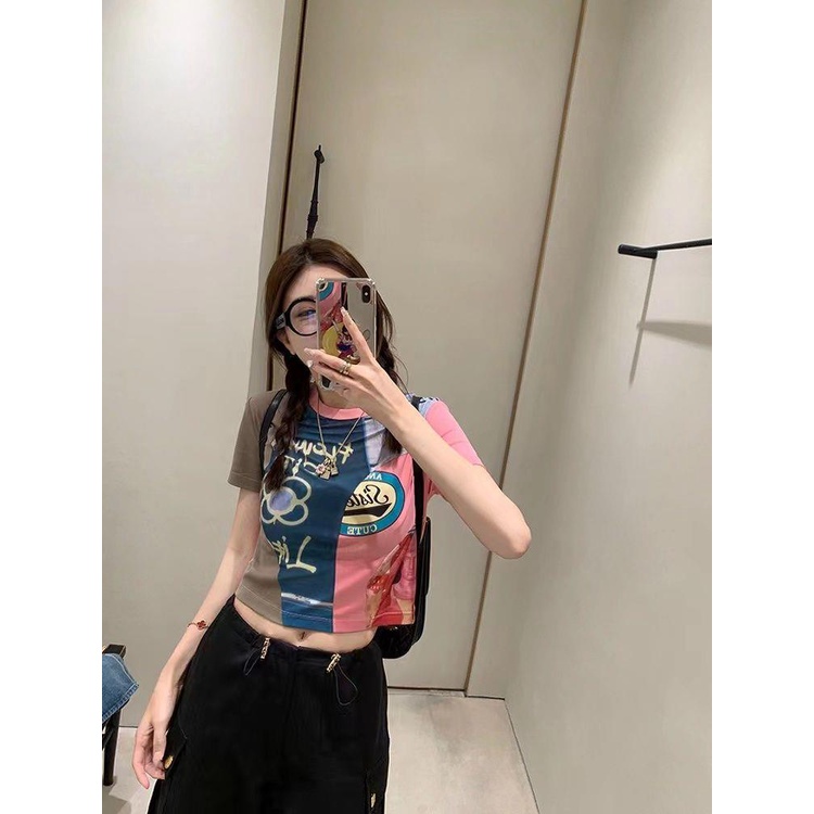 Áo Thun Ngắn Cổ Tròn In Hình Cô Gái Disney Thời Trang Mùa Hè Dễ Phối Đồ