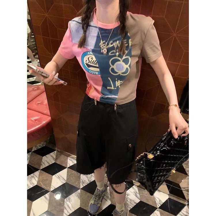 Áo Thun Ngắn Cổ Tròn In Hình Cô Gái Disney Thời Trang Mùa Hè Dễ Phối Đồ