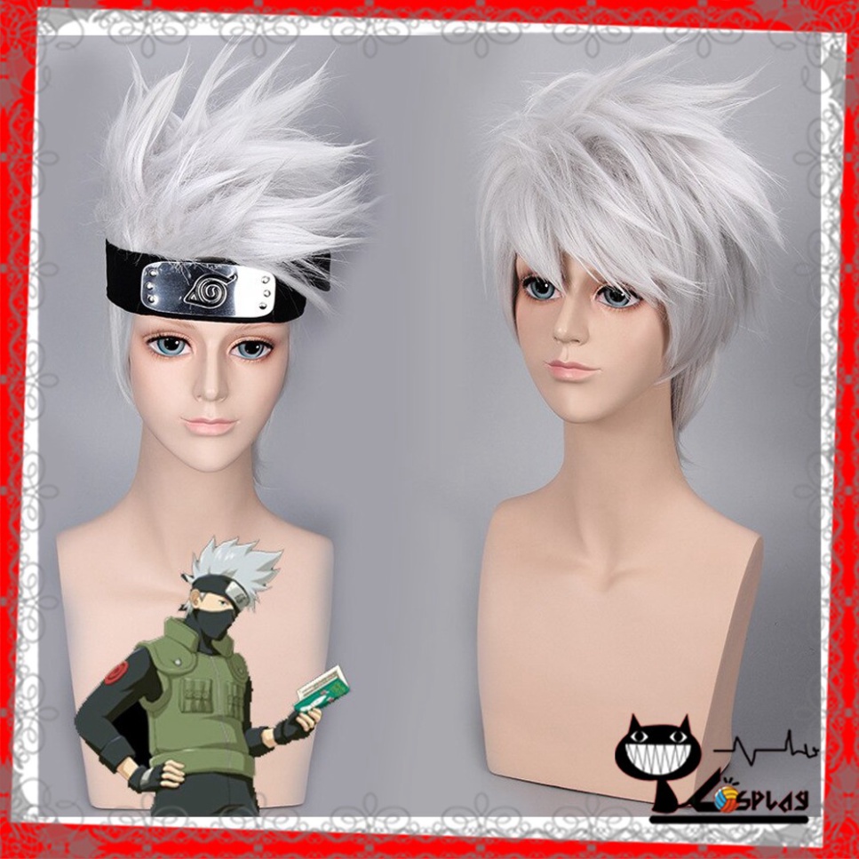 [sẵn] Wig/tóc giả cosplay Kakashi - Naruto màu trắng bạc [Miu Cosplay 03]