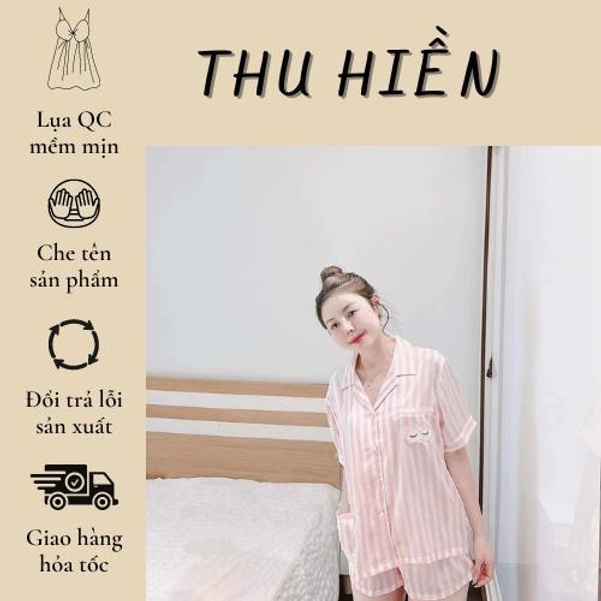 S10 bộ cộc đùi kẻ hồng cute - Bộ ngủ mặc nhà hàng cao cấp