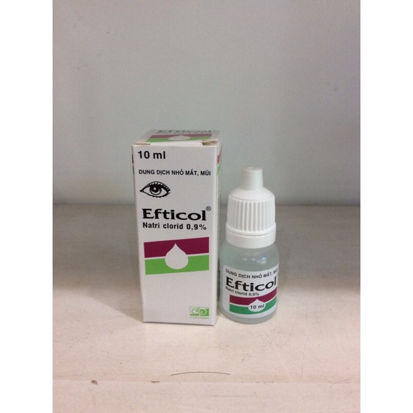 Nước muối sinh lý Efticol - Natri clorid 0,9% chai 10ml vệ sinh mắt mũi cho bé