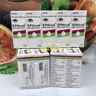 Nước muối sinh lý Efticol - Natri clorid 0,9% chai 10ml vệ sinh mắt mũi cho bé