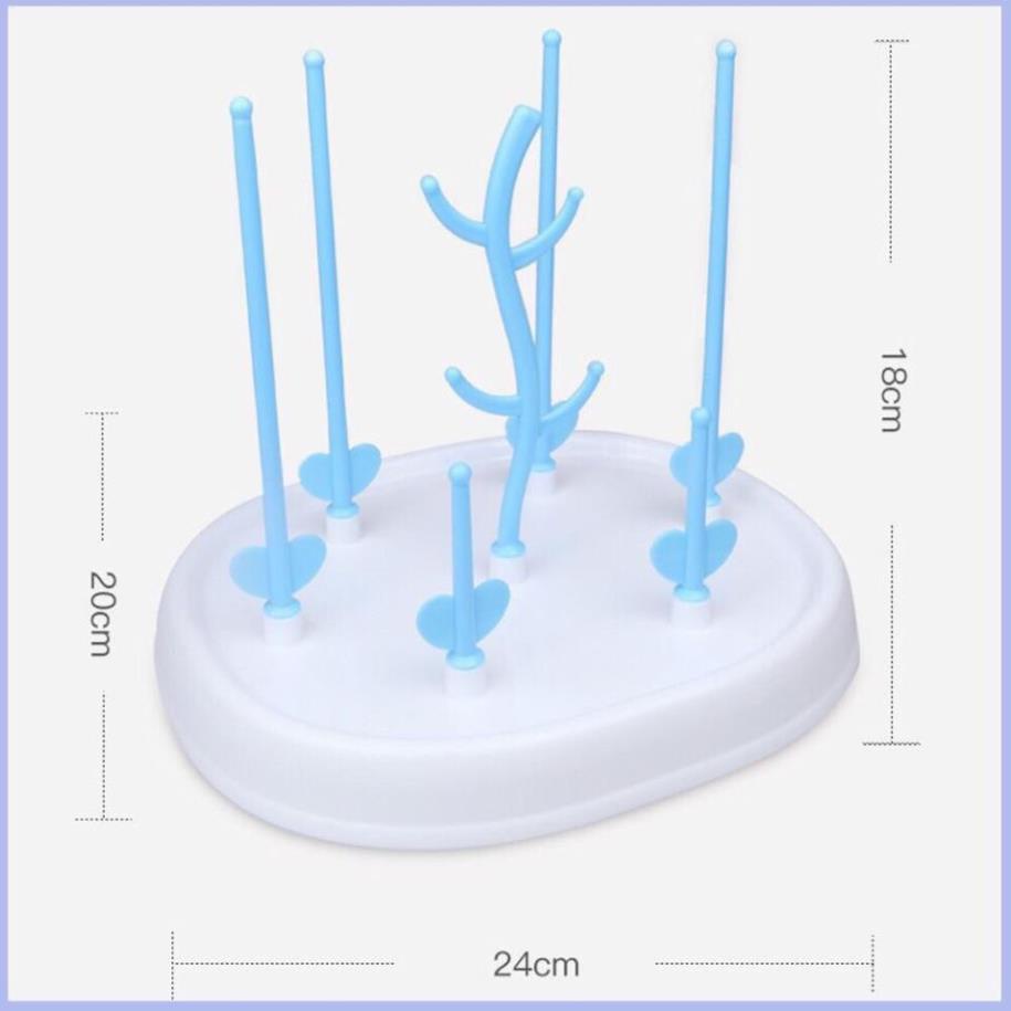 Giá úp bình sữa núm ti, khay úp bình sữa núm ti hình cây không nắp