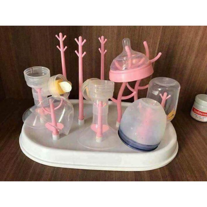 Giá úp bình sữa núm ti, khay úp bình sữa núm ti hình cây không nắp