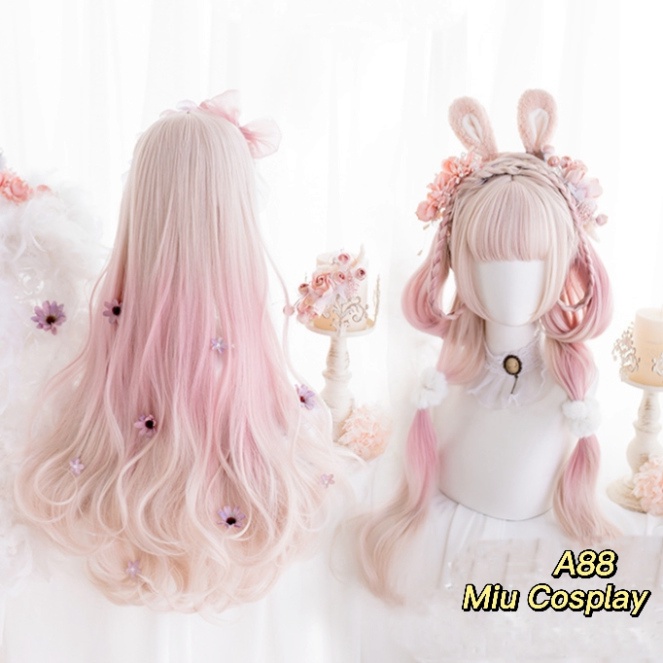 [Sẵn] Wig/Tóc giả ombre thỏ ngọc siêu ngọt ngào màu vàng trắng pha hồng - A88 Nguyên đầu teen/lolita [Miu Copslay]