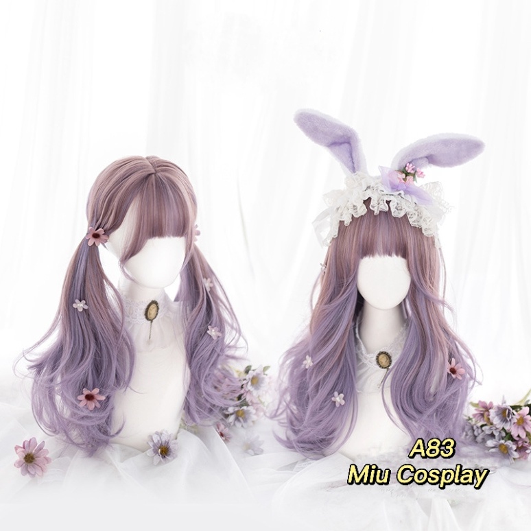 [Sẵn] Wig/Tóc giả Ombre mix màu nâu tím cô thỏ dễ thương - A83 Nguyên đầu teen/lolita [Miu Cosplay 03]