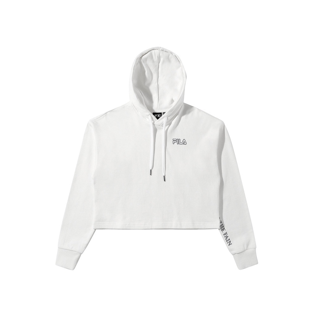 Áo croptop hoodie tay dài có nón unisex Fila x BTS Now On Manethan - FS2POD2B33F-OWH