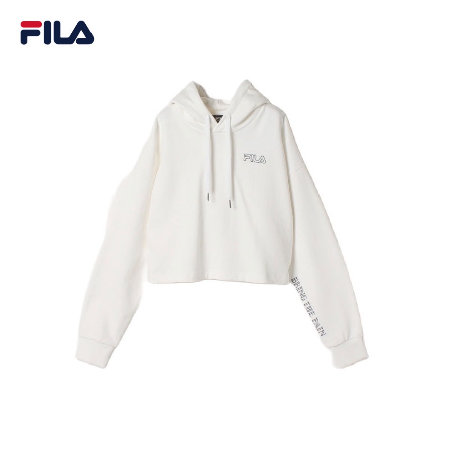 Áo croptop hoodie tay dài có nón unisex Fila x BTS Now On Manethan - FS2POD2B33F-OWH