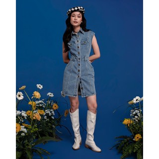 Đầm Denim Không Tay Dáng Suông Màu Xanh Steel. Blue Steal Denim Dress - 122WD1124F1930