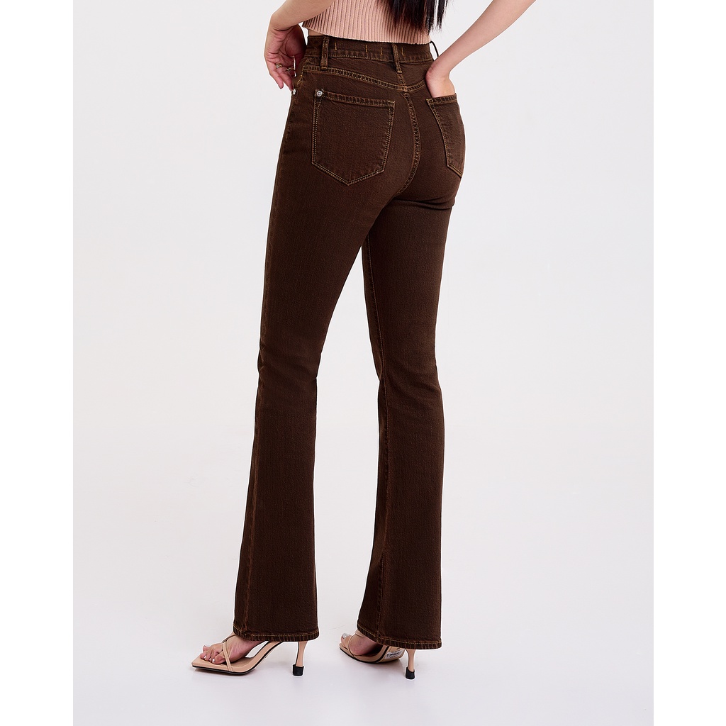Quần Dài Nữ Dáng Loe Màu Nâu. Caramel Brown Flared Fit Jeans - 221WD1084F1280