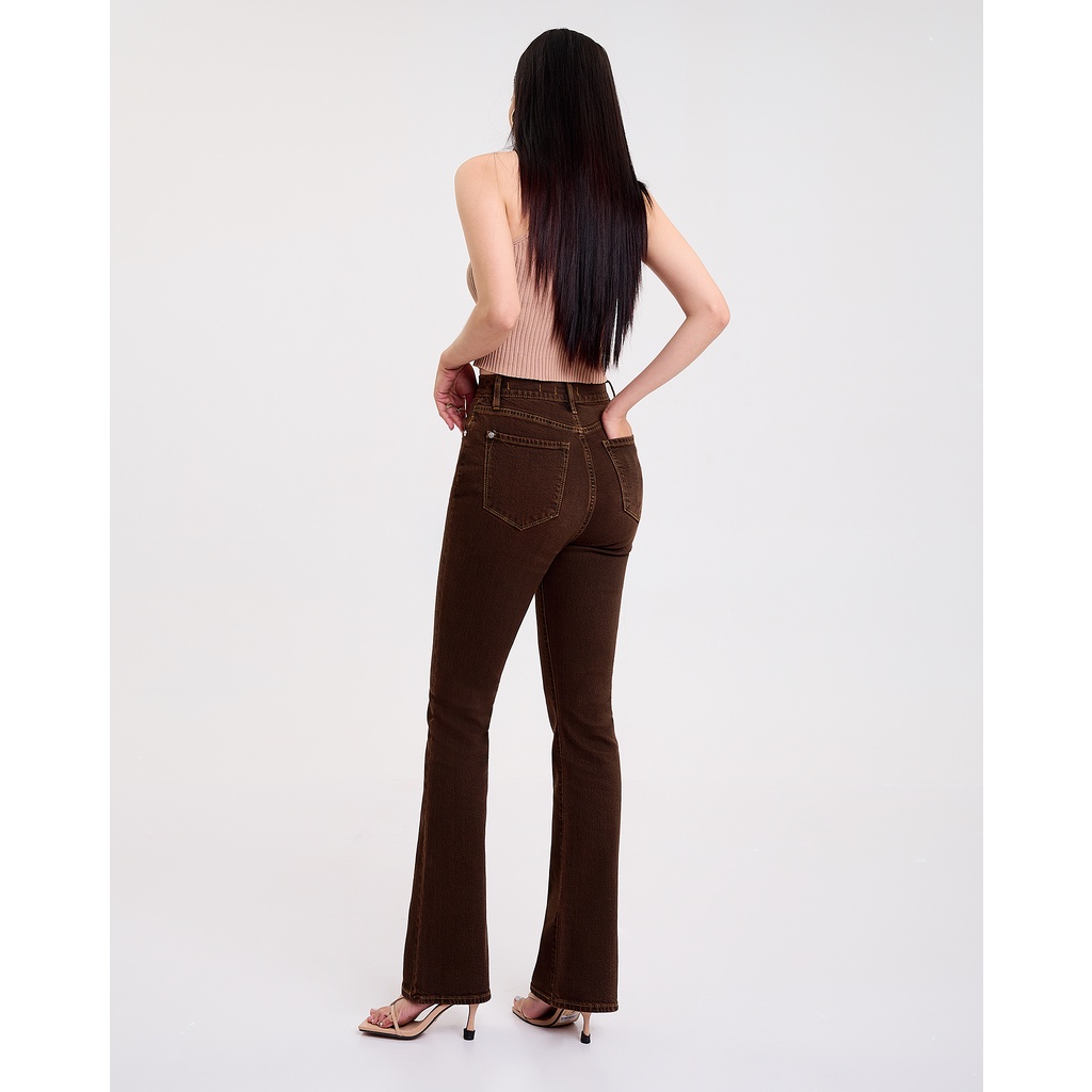 Quần Dài Nữ Dáng Loe Màu Nâu. Caramel Brown Flared Fit Jeans - 221WD1084F1280