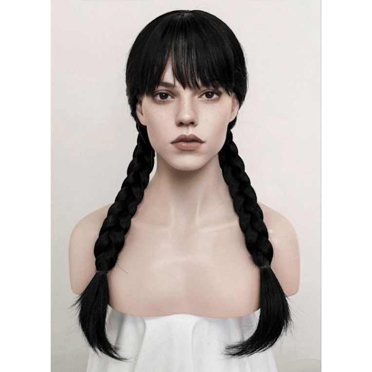 Wig/Tóc Giả Wednesday Addams màu đen hóa trang chị Tư - Phim Wednesday