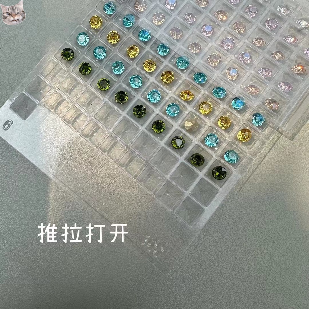 Hộp Đựng Đá Đính Trang Trí Móng Tay Bằng pvc Họa Tiết Kim Cương Sang Trọng