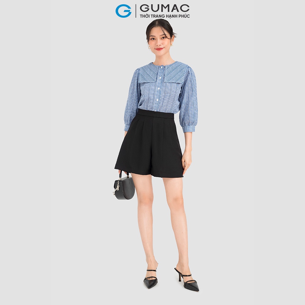 Áo Caro Cổ Thủy Thủ Thời Trang Gumac LA0836 Màu Xanh