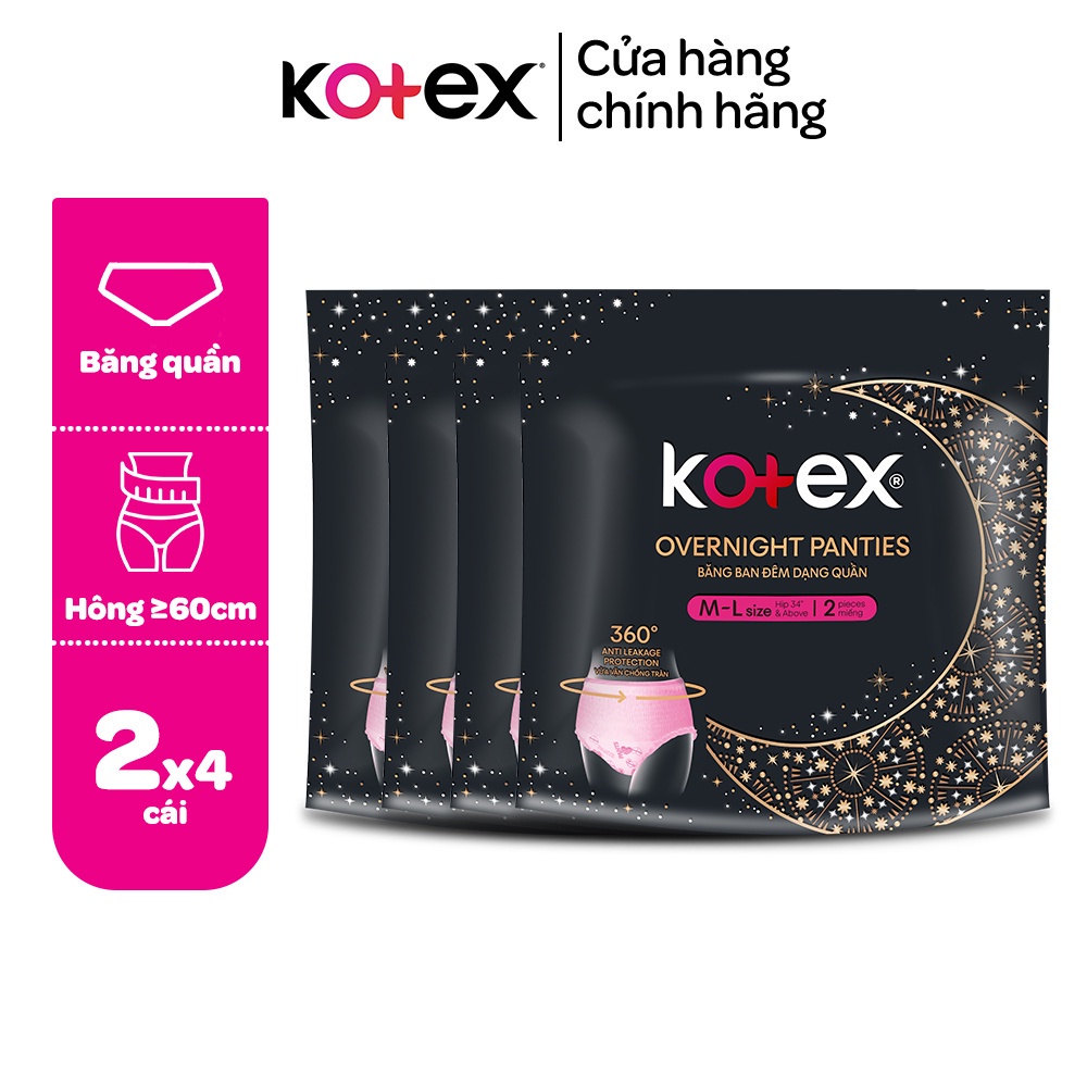 Combo 4 Kotex đêm dạng quần cõ M/L 2 quần/gói