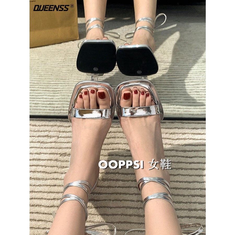 Sandal Cao Gót Thắt Dây Thiết Kế Mới Thời Trang Mùa Hè 2023 Dành Cho Nữ