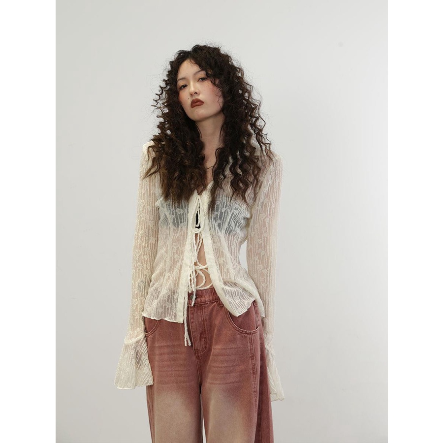 Áo Cardigan Ren Mỏng Cao Cấp Ôm Dáng Phong Cách Pháp Quyến Rũ Cho Nữ