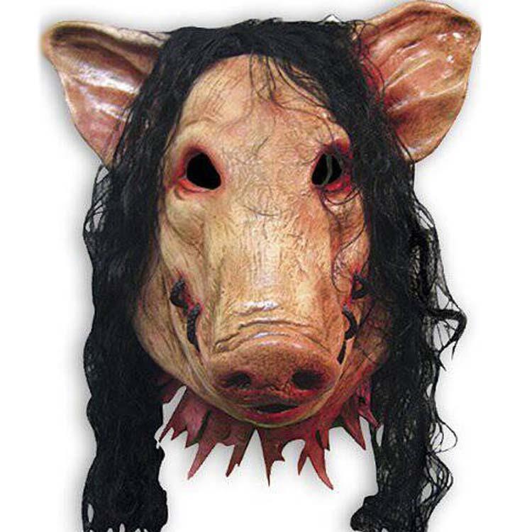 [Mẫu mới]Halloween vật đội đầu kinh dị rung người lớn ngộ nghĩnh cưa máy kinh dị lợn Bajie mặt nạ với tóc mặt nạ đầu lợn