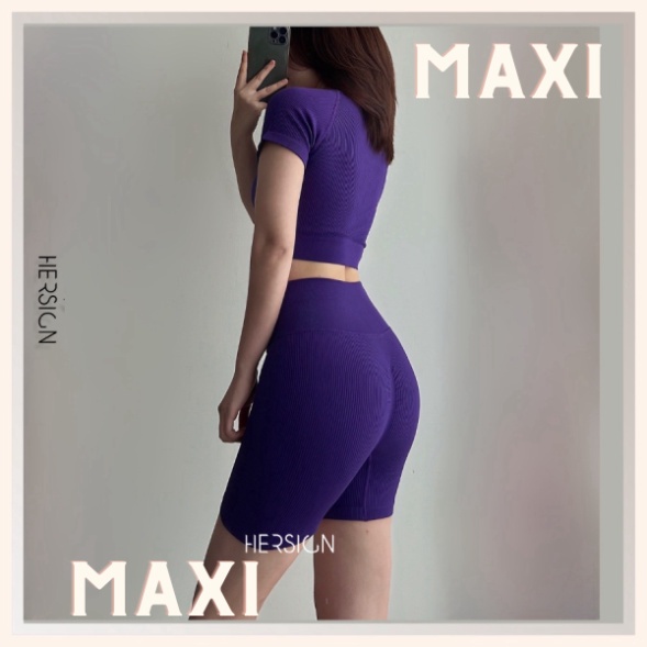 Bộ đồ tập gym nữ Set tập yoga Áo croptop quần biker cao cấp HERSIGN-SET69 - Maxi shop