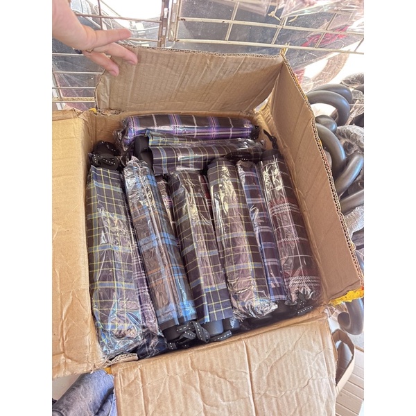 Ô Dù ngắn gập 3 kẻ caro rộng 108cm