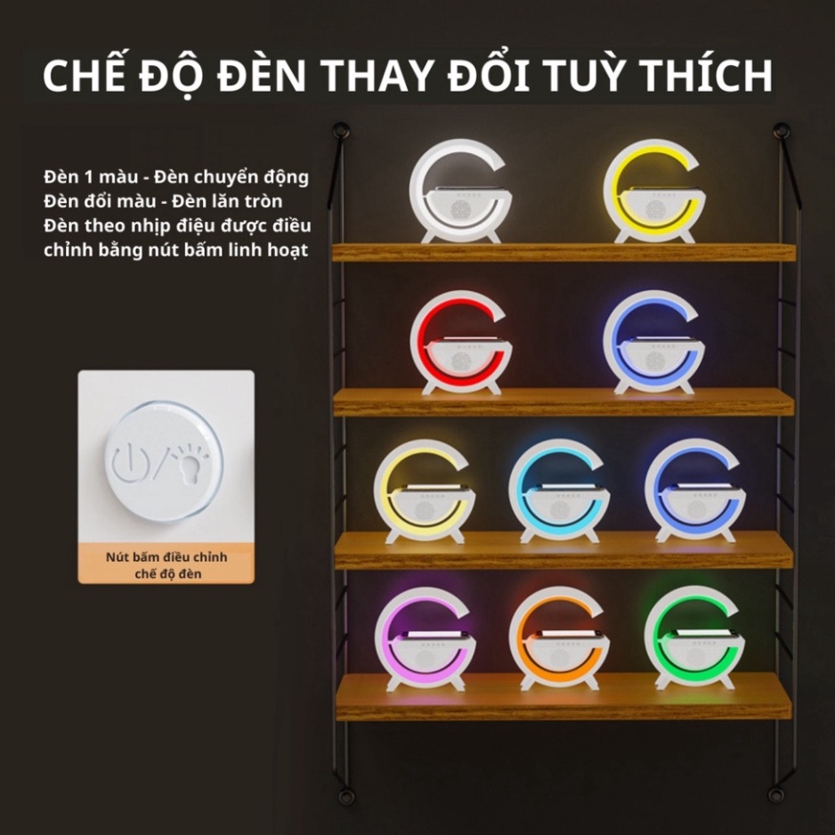 Loa bluetooth chữ G tích hợp đèn led RGB và sạc không dây - Loa không dây nghe nhạc hay âm thanh chuẩn