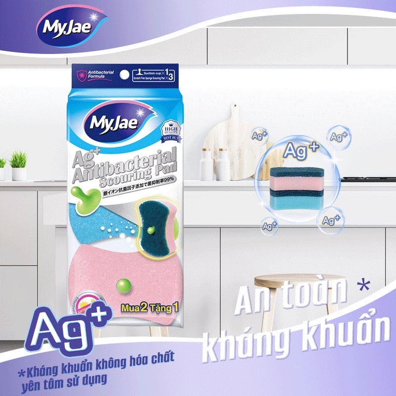 Miếng bọt biển rửa chén kháng khuẩn MyJae an toàn bền bỉ