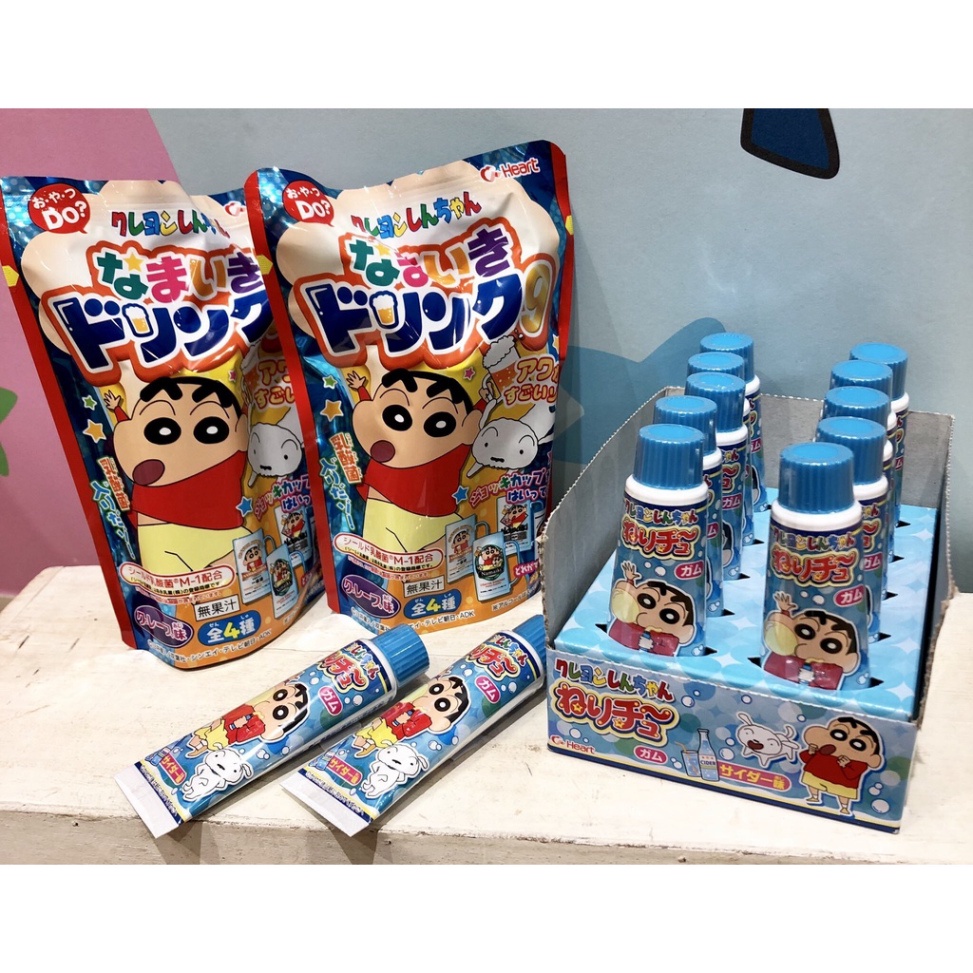 Kẹo cao su, kẹo sinh gum Heart Nerichu hình tuýp kem đánh răng vị dâu, nho xanh, nho tím, soda 30g nội địa Nhật Bản