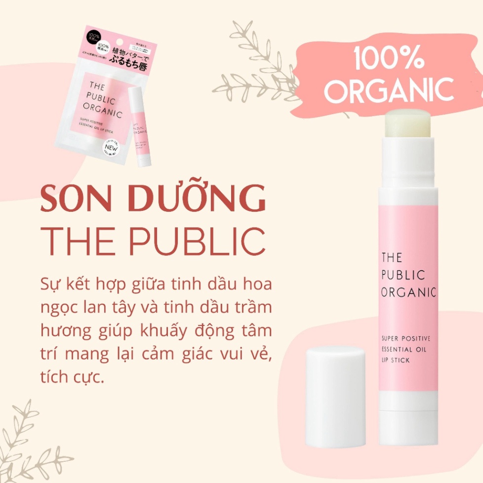 Son dưỡng hữu cơ Nhật Bản The Public Organic Super Shiny Lip 3.3g 100% thiên nhiên, danh được cho bà bầu, trẻ nhỏ