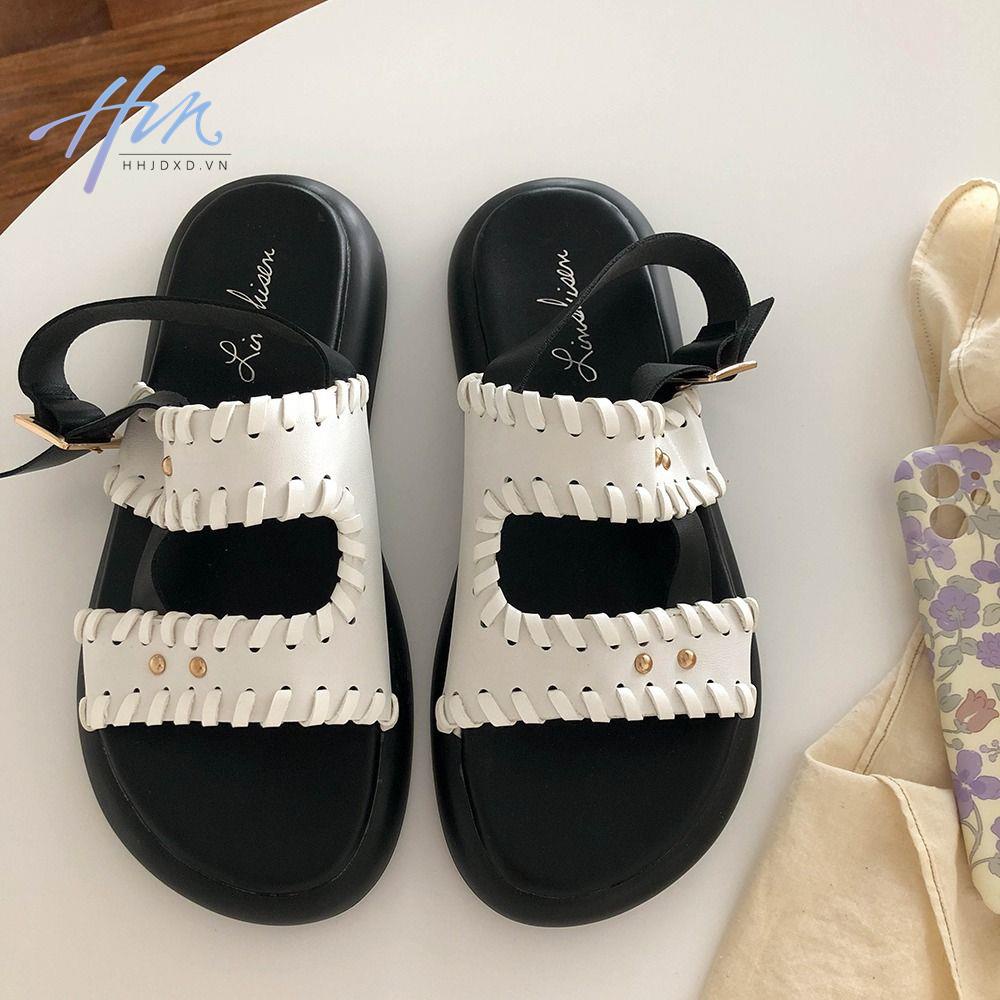 Giày Sandal Đế Bằng Thiết Kế Bện Dây Phong Cách Pháp Thời Trang Mùa Hè 2022 Mới Cho Nữ