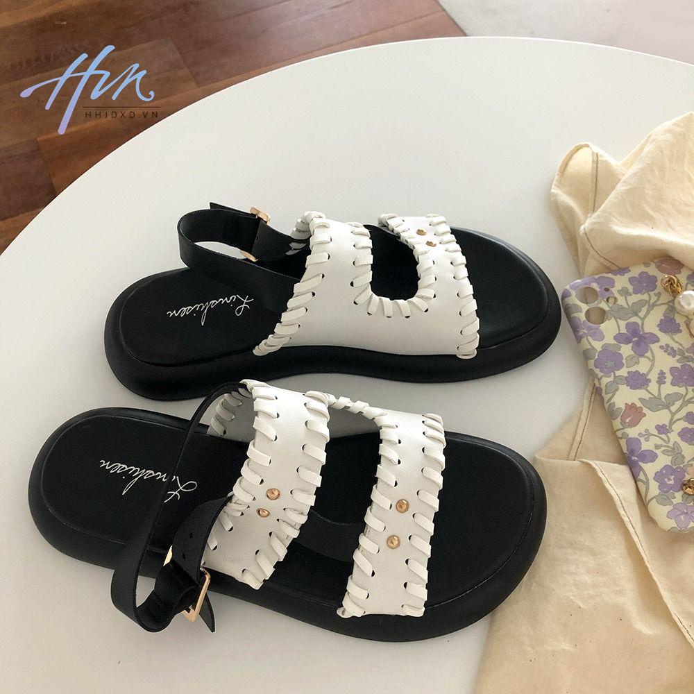 Giày Sandal Đế Bằng Thiết Kế Bện Dây Phong Cách Pháp Thời Trang Mùa Hè 2022 Mới Cho Nữ