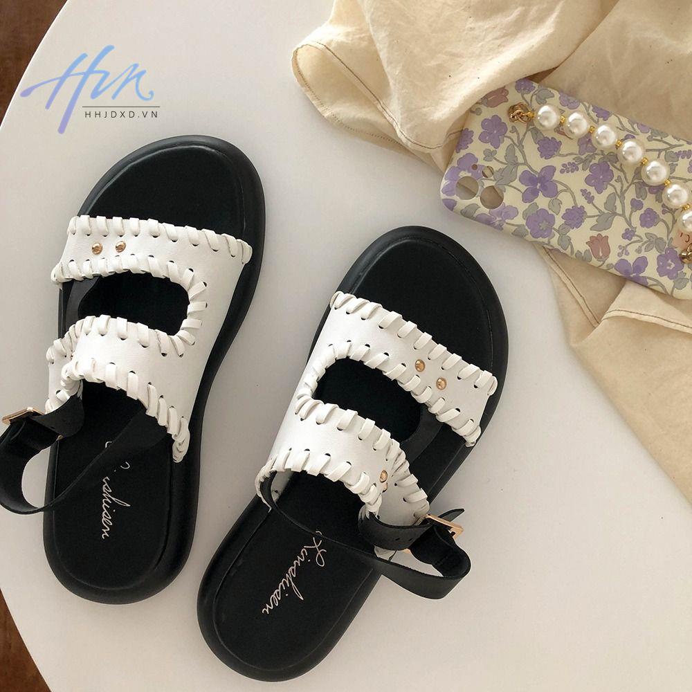 Giày Sandal Đế Bằng Thiết Kế Bện Dây Phong Cách Pháp Thời Trang Mùa Hè 2022 Mới Cho Nữ