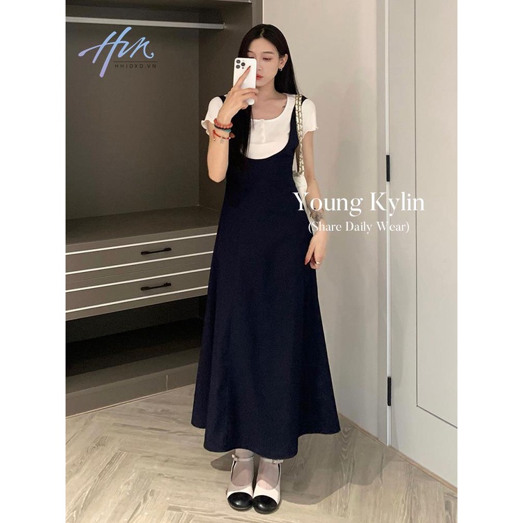 Đầm Dài Hai Dây Dáng Chữ a Lưng Cao Phong Cách Hàn Quốc Thời Trang Mùa Hè Hàng Mới 2023 Dành Cho Bạn Nữ