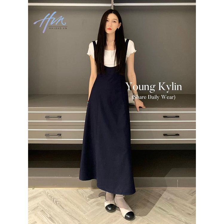 Đầm Dài Hai Dây Dáng Chữ a Lưng Cao Phong Cách Hàn Quốc Thời Trang Mùa Hè Hàng Mới 2023 Dành Cho Bạn Nữ