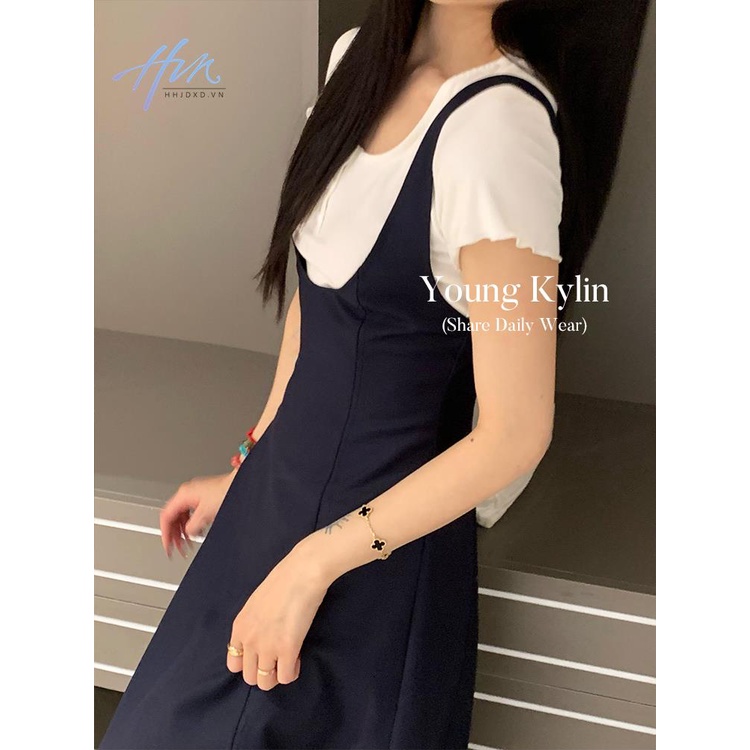 Đầm Dài Hai Dây Dáng Chữ a Lưng Cao Phong Cách Hàn Quốc Thời Trang Mùa Hè Hàng Mới 2023 Dành Cho Bạn Nữ