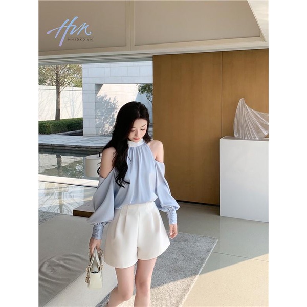 C Chen Chen Alice Áo Sơ Mi Thiết Kế Cao Cấp Hở Vai Phối Màu Tương Phản Phong Cách Mới Mùa Xuân Hè Dành Cho Bạn Nữ