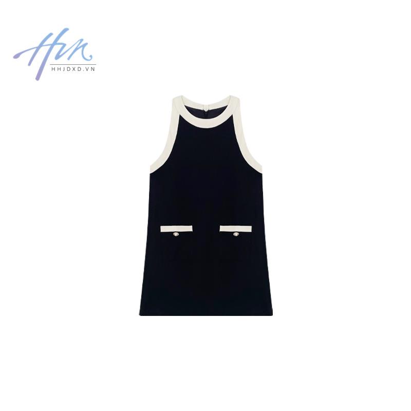 Đầm Ngắn Hai Dây Màu Đen Phong Cách Pháp Thời Trang Mùa Hè Cho Nữ