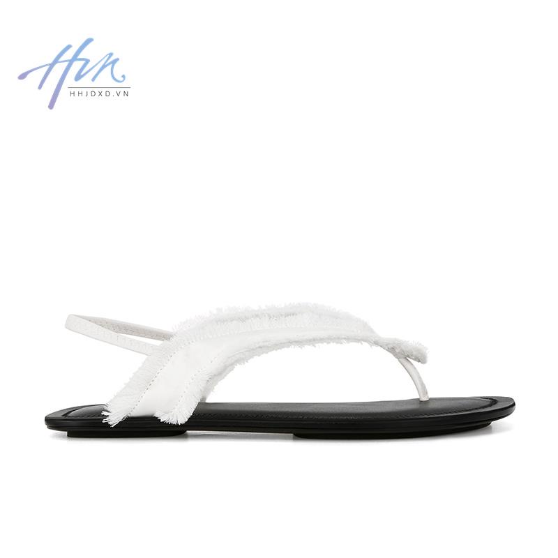 Tối Giản ~ the * Giày Sandal Xỏ Ngón Mùa Hè Bằng Lụa Satin Chính Hãng Tua Rua Cho Nữ