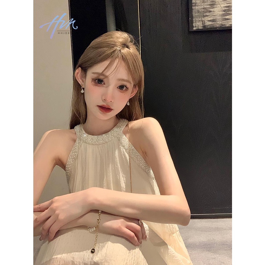 Đầm Công Chúa Hai Dây Dáng Dài Đính Ngọc Trai Thời Trang Cao Cấp Sang Trọng