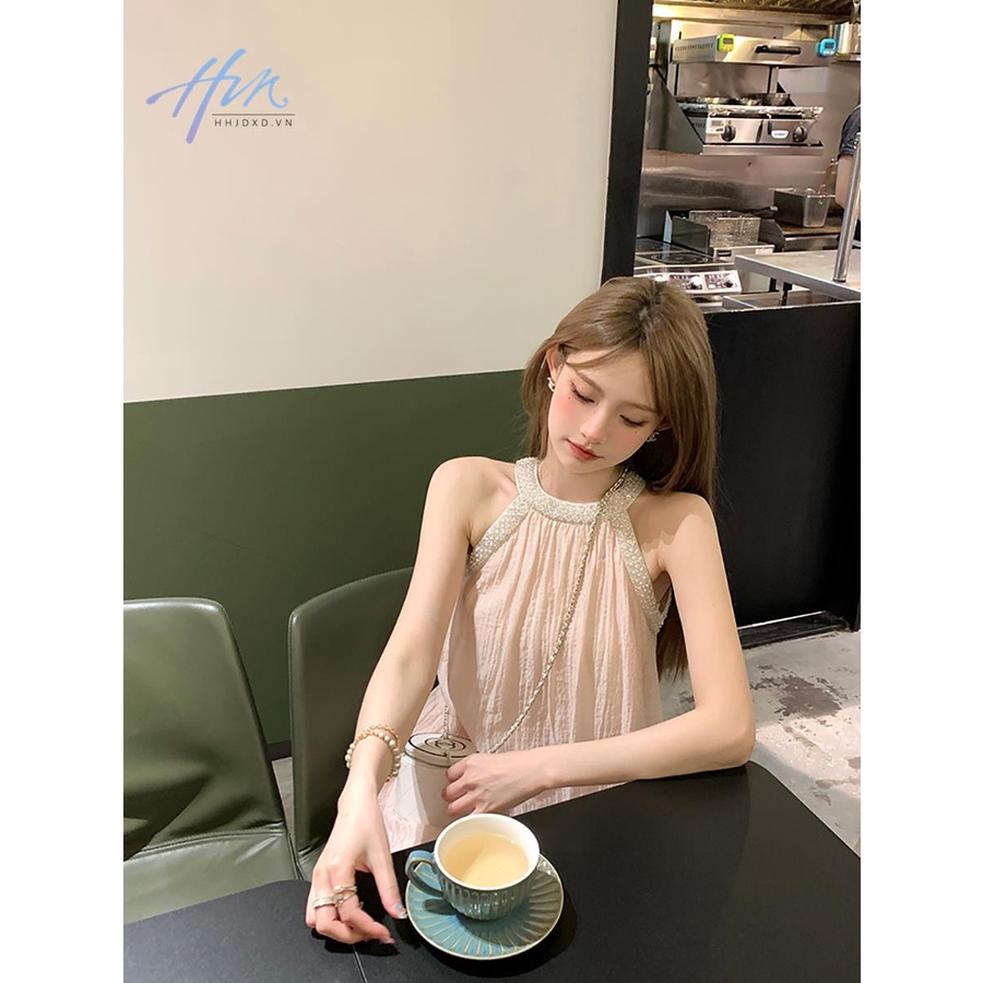 Đầm Công Chúa Hai Dây Dáng Dài Đính Ngọc Trai Thời Trang Cao Cấp Sang Trọng