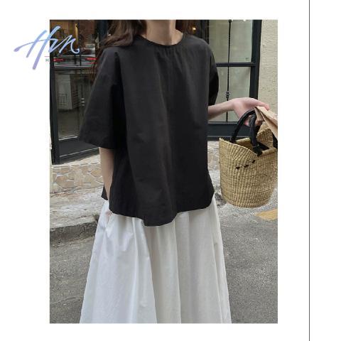 Áo Thun Tay Ngắn Cổ Tròn Thiết Kế Hở Lưng Phong Cách Hàn Quốc Thời Trang Mùa Hè 2023 Cho Nữ