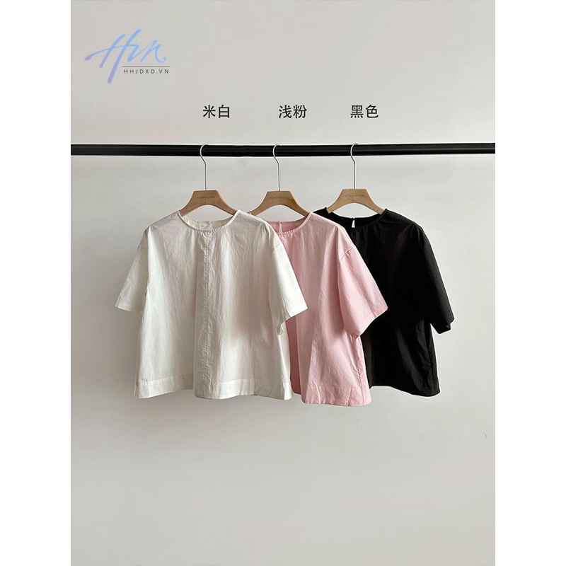 Áo Thun Tay Ngắn Cổ Tròn Thiết Kế Hở Lưng Phong Cách Hàn Quốc Thời Trang Mùa Hè 2023 Cho Nữ