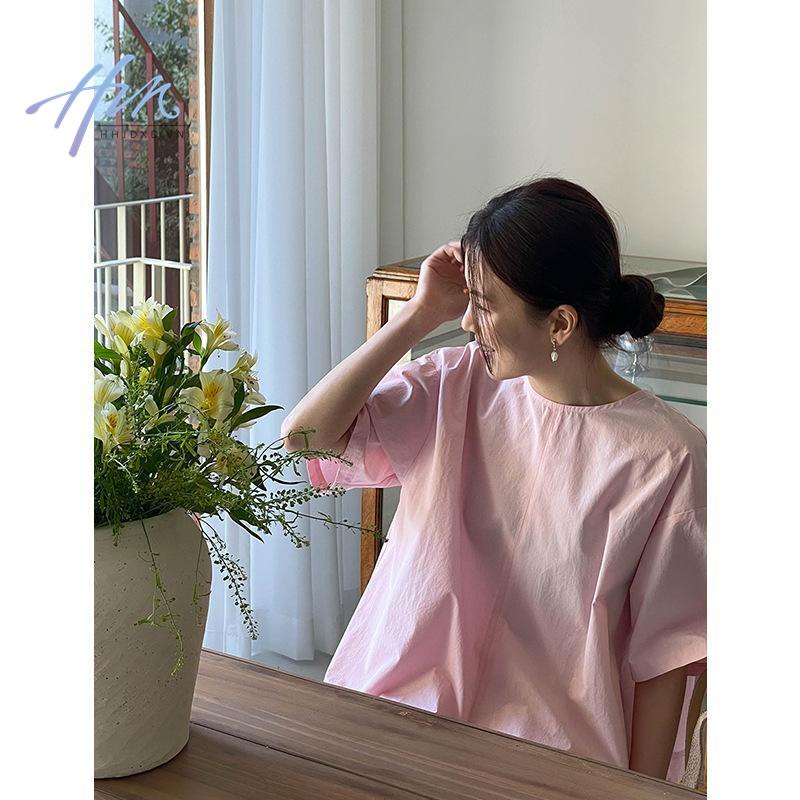 Áo Thun Tay Ngắn Cổ Tròn Thiết Kế Hở Lưng Phong Cách Hàn Quốc Thời Trang Mùa Hè 2023 Cho Nữ